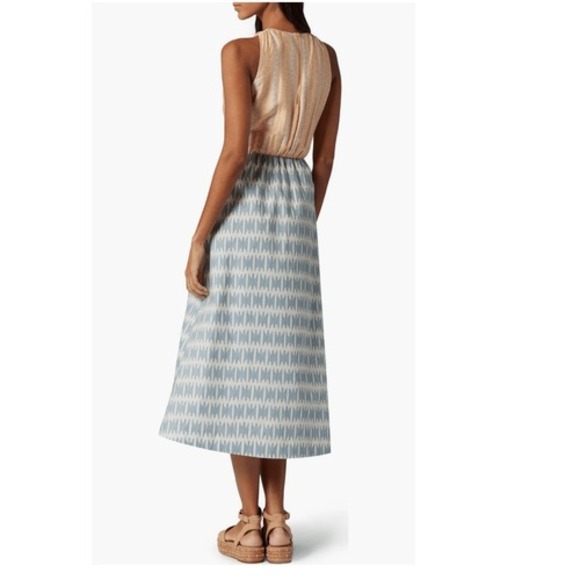 Joie Flippa Geo Print Cotton Midi Dress, Blue/Yellow, Size 10, NWT - Picture 3 of 16